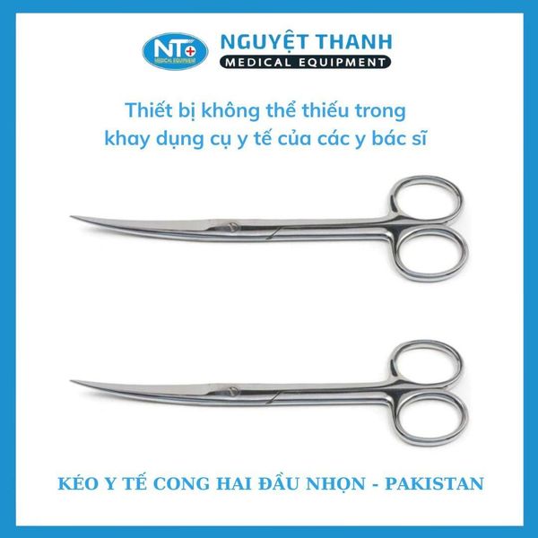 Kéo Y Tế Cong Hai Đầu Nhọn - PAKISTAN (14, 16, 18 cm)