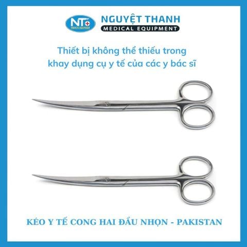 Kéo Y Tế Cong Hai Đầu Nhọn - PAKISTAN (14, 16, 18 cm)