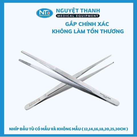 Nhíp Đầu Tù Có Mấu Và Không Mấu Chất Liệu Thép Không Gỉ Kích Thước 12cm-30cm