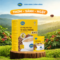 Cà Phê Hòa Tan 4in1 vị sầu riêng Hộp 170g ( New 10 gói x 17g) - tặng 2 gói