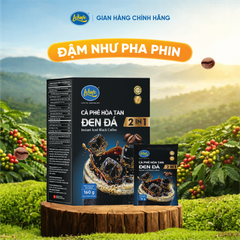 Cà Phê Hòa Tan Đen Đá 2in1 Hộp 160g ( New 10 gói x 17g) - tặng 2 gói