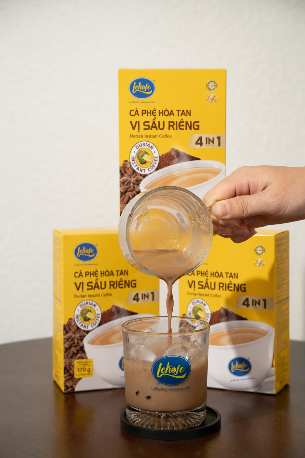 Cà Phê Hòa Tan 4in1 vị sầu riêng Hộp 170g ( New 10 gói x 17g) - tặng 2 gói