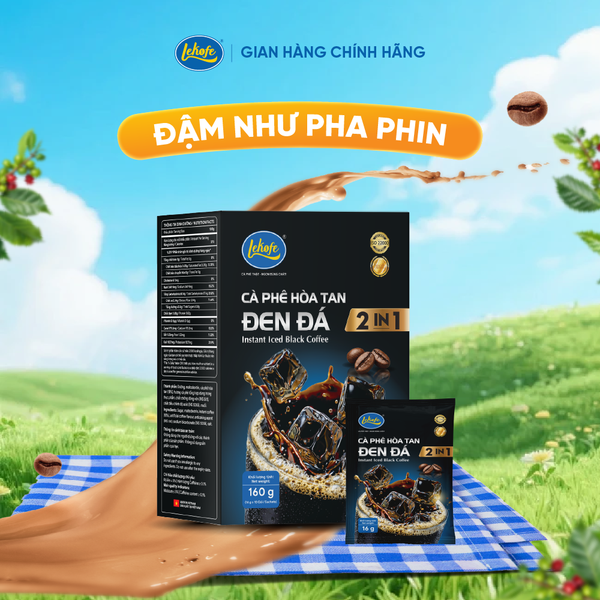  Cà Phê Hòa Tan Đen Đá 2in1 Hộp 160g ( New 10 gói x 16g)