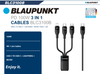  Cáp sạc 3-in-1 Blaupunkt BLC3100, PD100W, 1.2m, Type-C to USB-C + Lightning + Micro-usb 