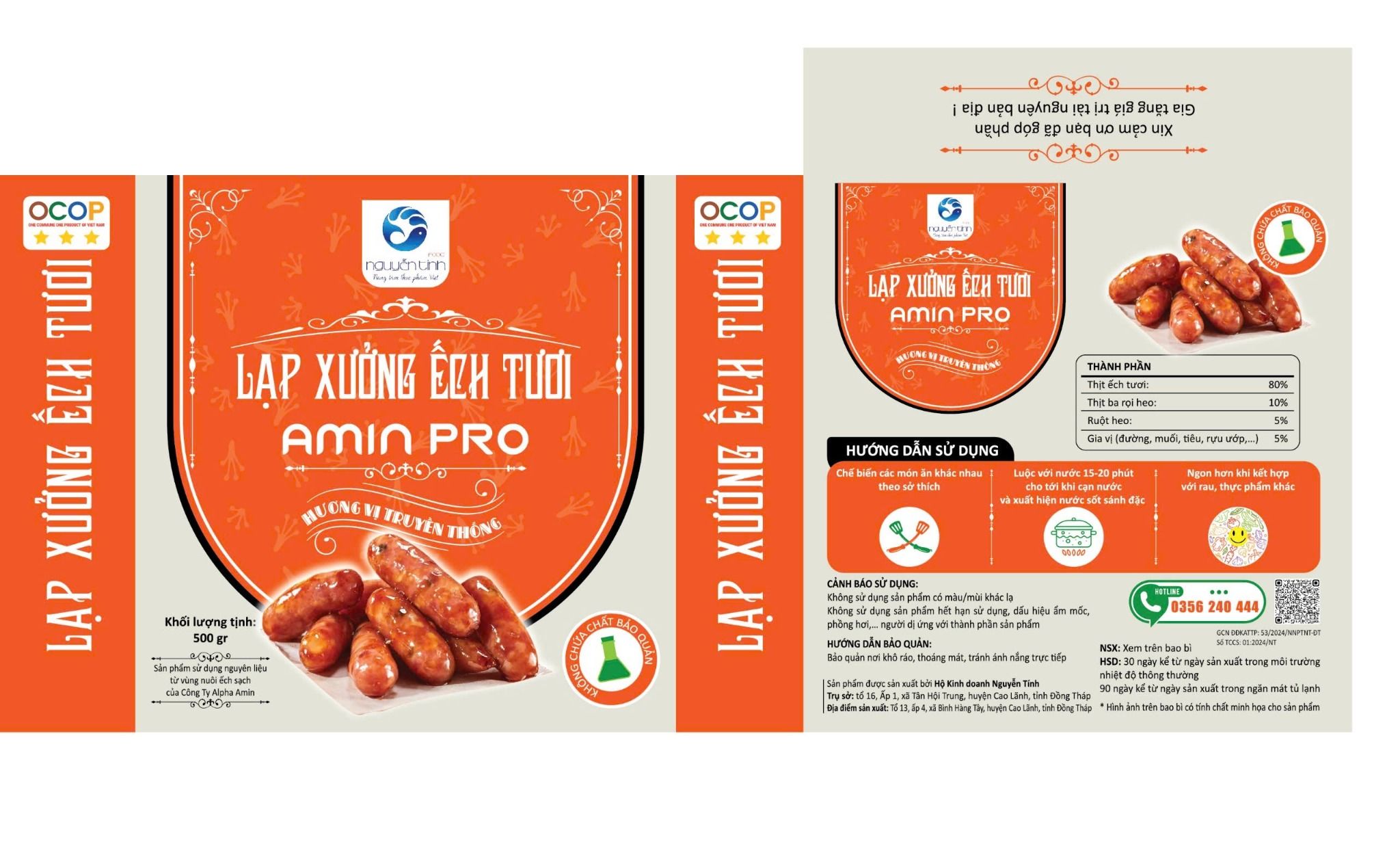  Lạp xưởng ếch tươi Amin Pro 