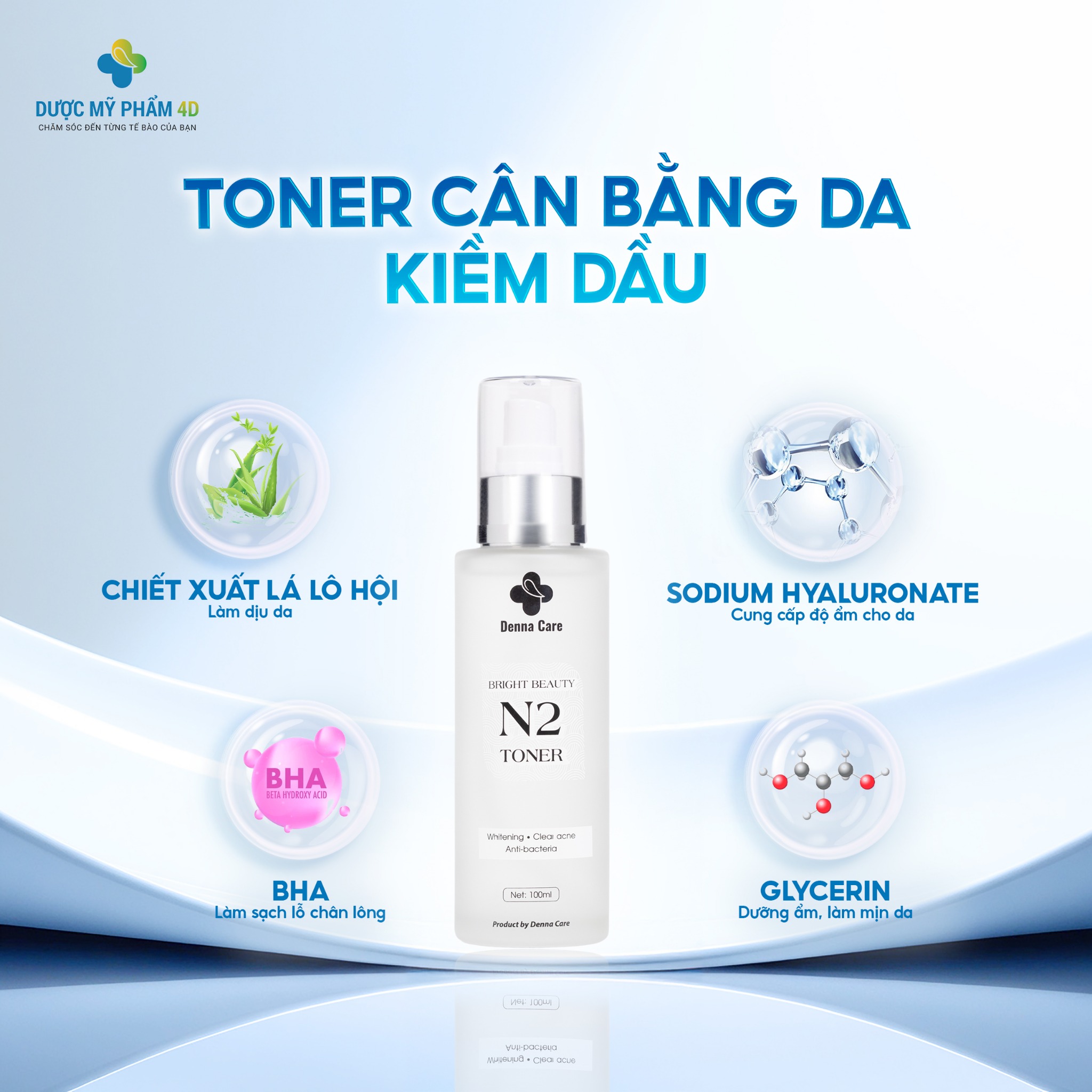 TONER - N2 Cân Bằng Da (100ml) Dược Mỹ Phẩm 4D