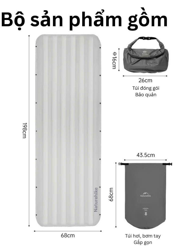 Đệm hơi cá nhân siêu nhẹ Naturehike Libamboo CNK2450WS034