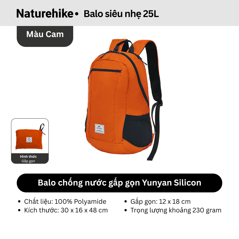 Balo du lịch gấp gọn, Balo leo núi nhẹ Naturehike NH17A012-B
