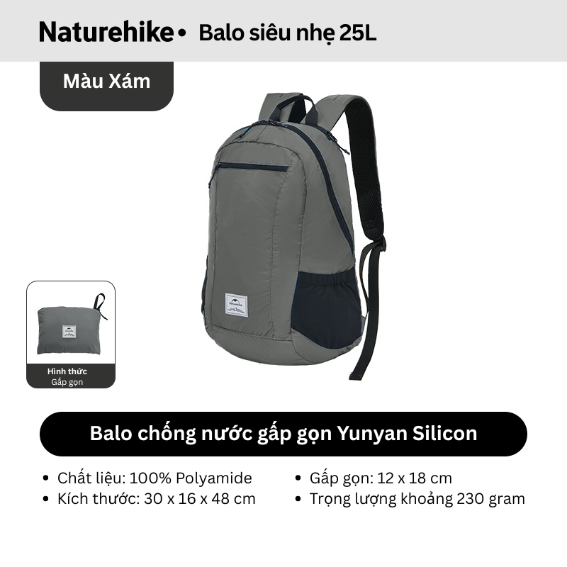 Balo du lịch gấp gọn, Balo leo núi nhẹ Naturehike NH17A012-B