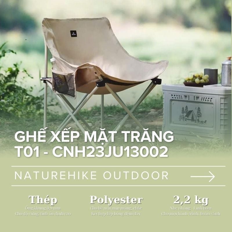 Ghế mặt trăng camping Naturehike CNH23JU13002 - Không tay vịn