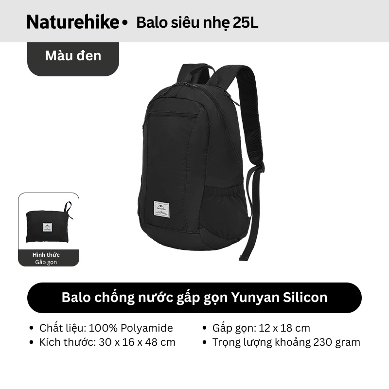 Balo du lịch gấp gọn, Balo leo núi nhẹ Naturehike NH17A012-B