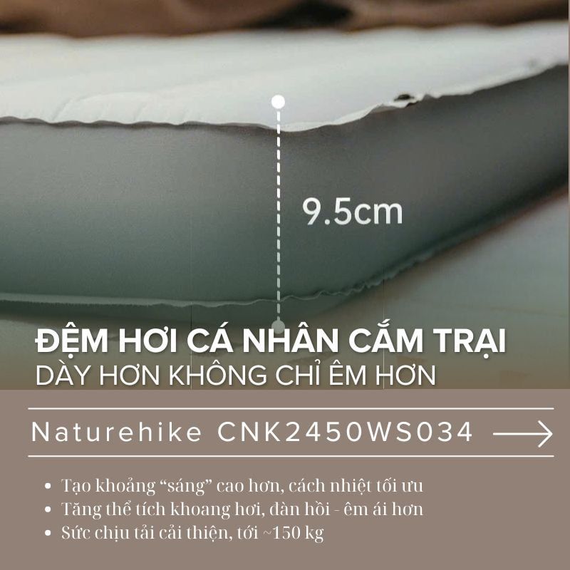 Đệm hơi cá nhân siêu nhẹ Naturehike Libamboo CNK2450WS034