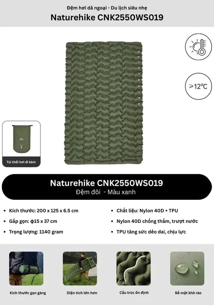 Đệm hơi siêu nhẹ Naturehike CNK2550WS019 - FC01