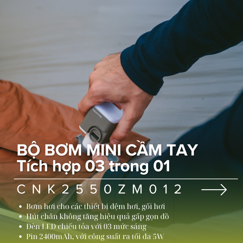 Máy bơm mini Naturehike CNK2550ZM012 Gọn - Mạnh - Đa năng