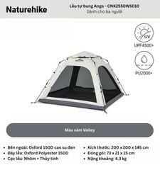 Lều tự bung keo Cao su Titan đen Naturehike Ango CNK2550WS010