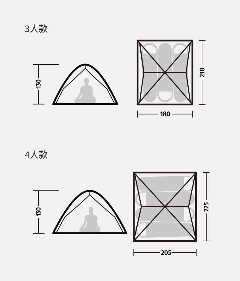 Lều dã ngoại tự bung Naturehike NH21ZP008 cho 3 - 4 người