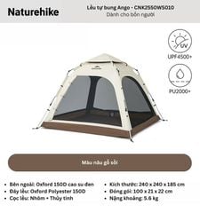 Lều tự bung keo Cao su Titan đen Naturehike Ango CNK2550WS010