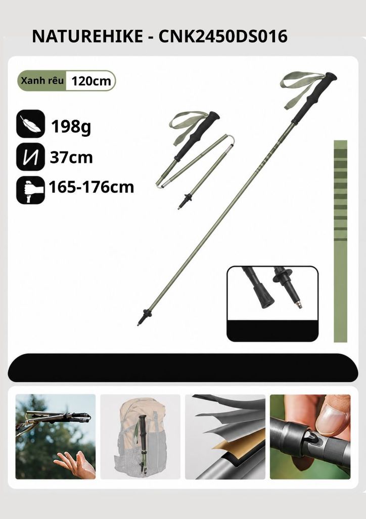 Naturehike CNK2450DS016 - Gậy leo núi & chạy Trail gấp gọn