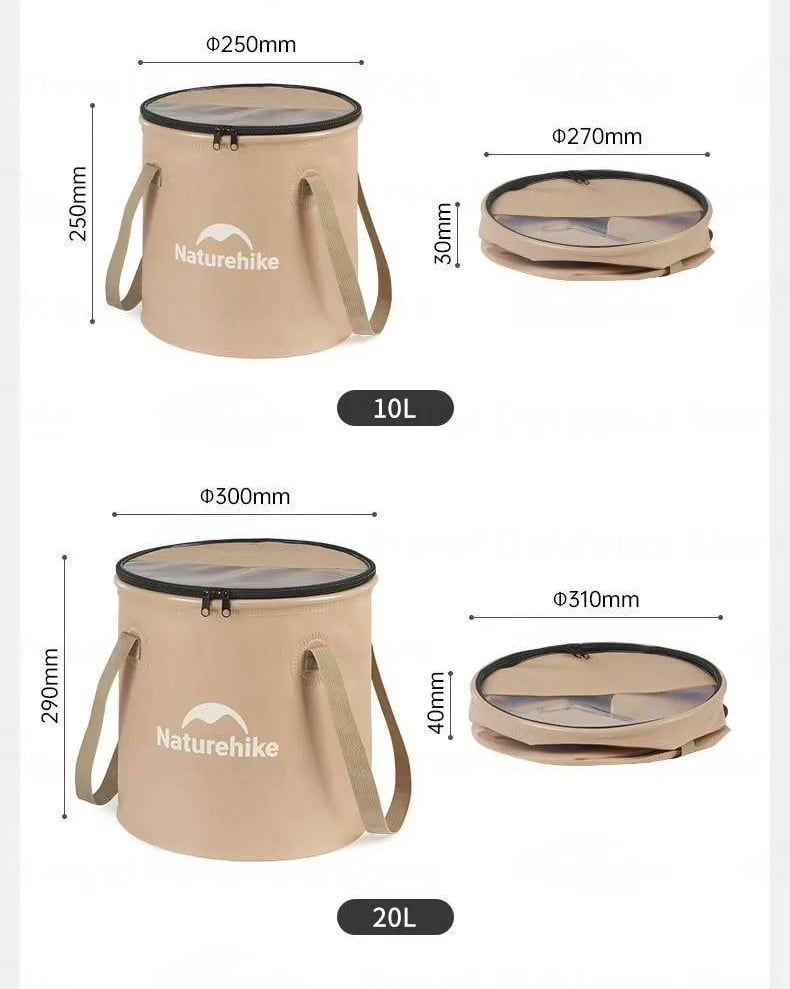 Xô nước tròn gấp gọn Naturehike CNK2350CF010 - Có nắp đậy
