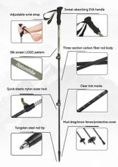Gậy leo núi Carbon siêu bền Naturehike CNK2300DS010