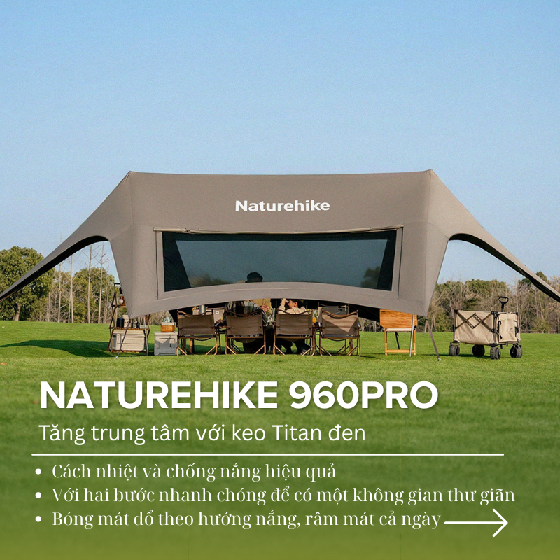 Tăng dã ngoại trung tâm Naturehike CNK2650WS023 chống nóng với keo Titan đen