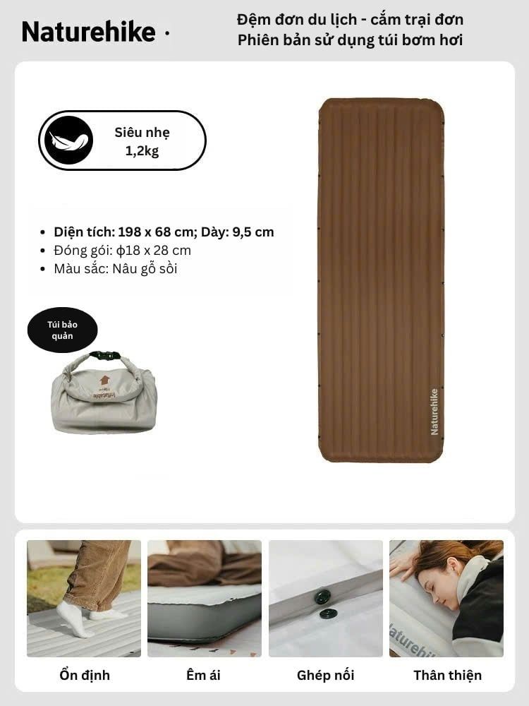Đệm hơi cá nhân siêu nhẹ Naturehike Libamboo CNK2450WS034