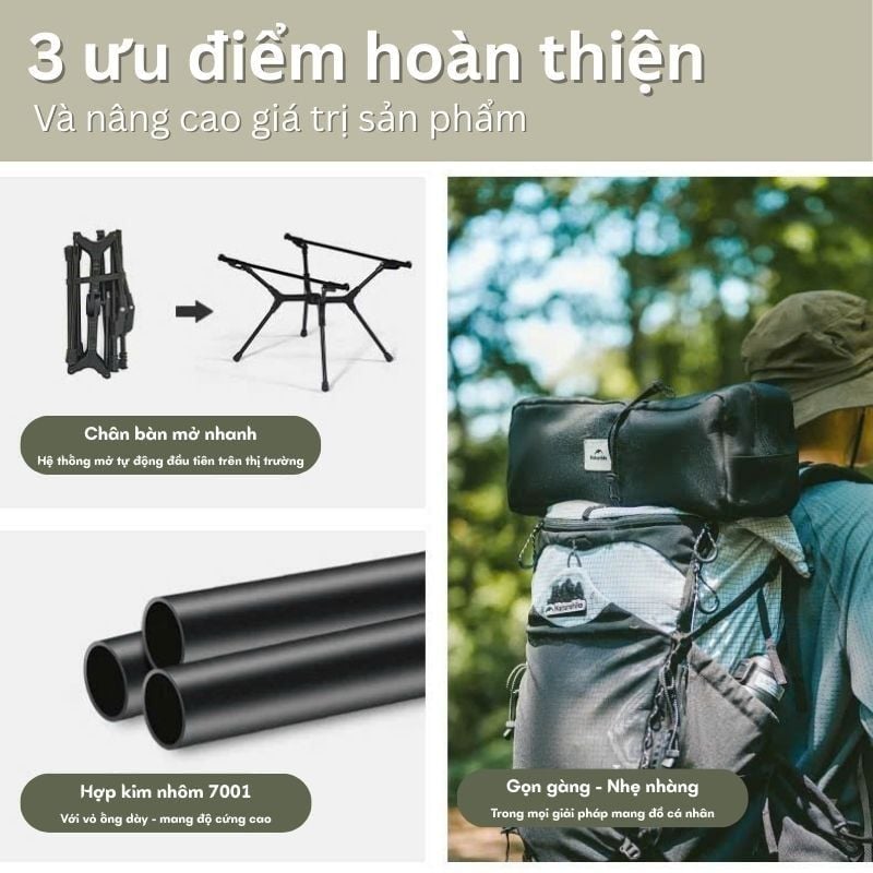 Bàn xếp nhôm cắm trại Naturehike CNK2550JJ021 - YL01
