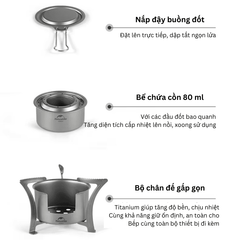 Bếp cồn Naturehike NH22RJ002 - Titanium - Cơ động, đa năng