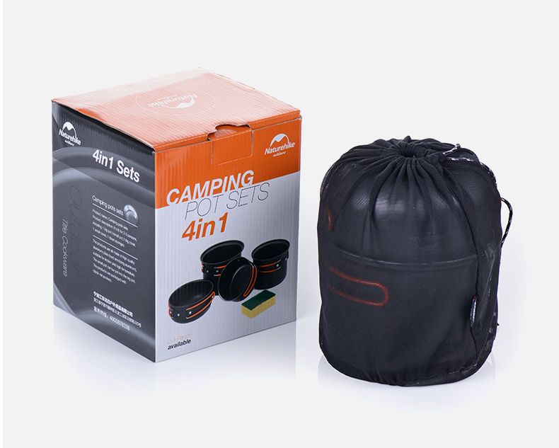 Bộ nồi dã ngoại 4 chiếc chống gỉ Naturehike NH15T401-G