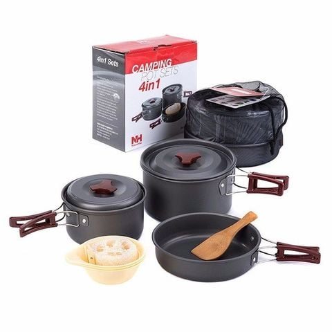 Bộ nồi đi phượt, nấu ăn gọn nhẹ 3 chiếc NatureHike NH15T203-G