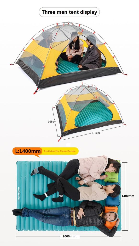 Đệm bơm hơi du lịch, cắm trại cho 2 - 3 người NatureHike NH17T120-U