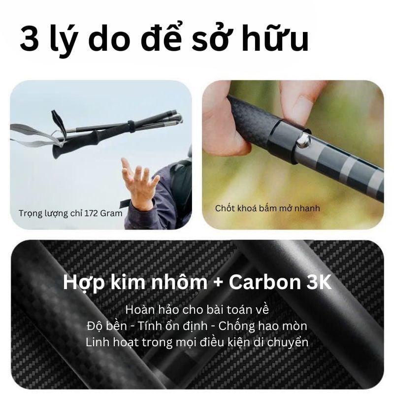 Gậy leo núi - chạy Trail Naturehike CNK2450DS017