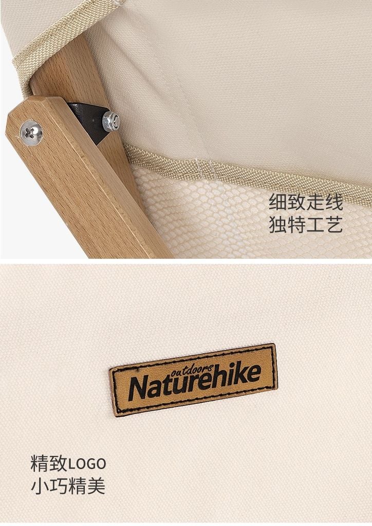 Ghế gấp cắm trại khung gỗ NH19JJ008 phong cách Vintage