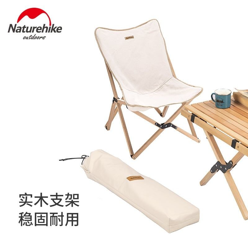 Ghế gấp cắm trại khung gỗ NH19JJ008 phong cách Vintage