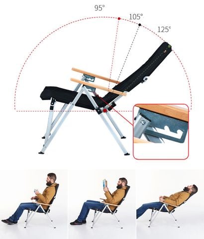 Ghế gấp dã ngoại, câu cá ngoài trời tùy chỉnh 3 góc nghiêng NatureHike NH17T003-Y