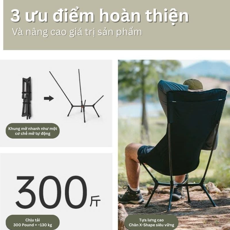Ghế tựa lưng cao ngoài trời Naturehike CNK2550JJ013 - Naturehike YL01