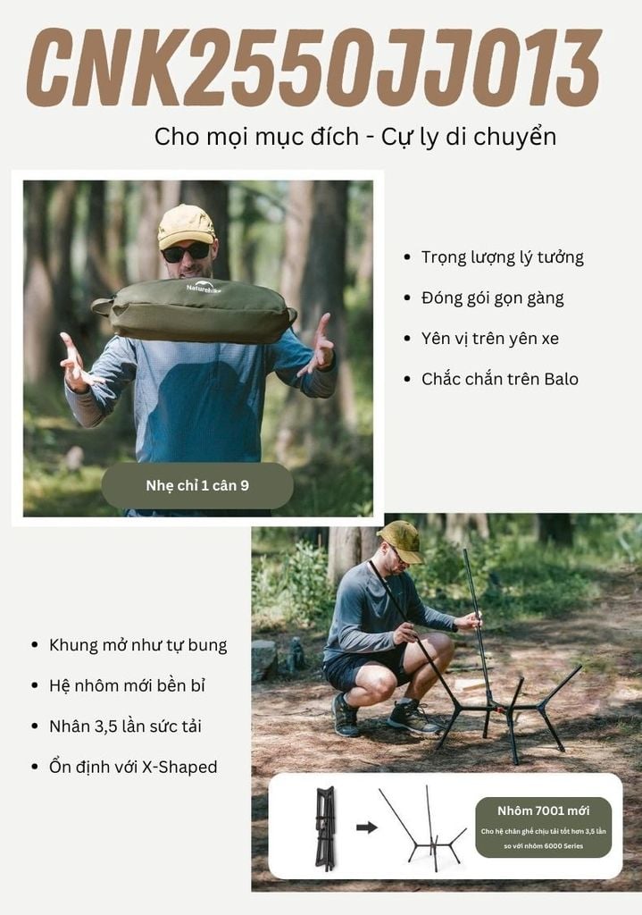 Ghế tựa lưng cao ngoài trời Naturehike CNK2550JJ013 - Naturehike YL01