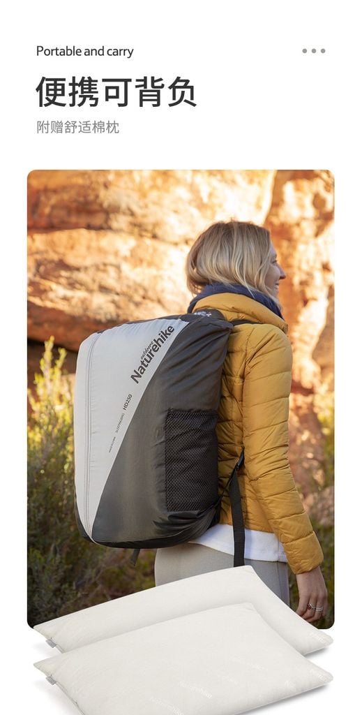 Túi ngủ đôi Cotton Naturehike NH21MSD05 có gối bông