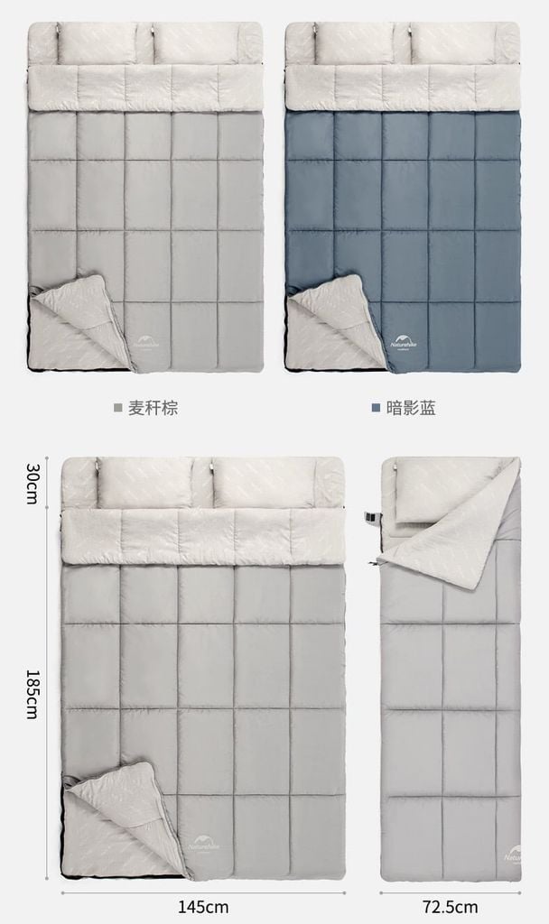 Túi ngủ đôi Cotton Naturehike NH21MSD05 có gối bông