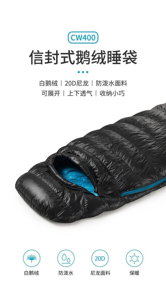 Túi ngủ lông vũ Naturehike NH19W400-Z giữ ấm từ 2 - 7 độ C