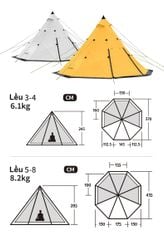 Lều cắm trại chống mưa 4-8 người 2 lớp NatureHike NH17T200-M