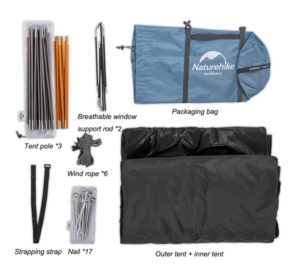 Lều du lịch, cắm trại 3 người chống gió, mưa NatureHike NH19G001-Y