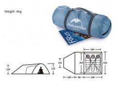 Lều du lịch, cắm trại 3 người chống gió, mưa NatureHike NH19G001-Y