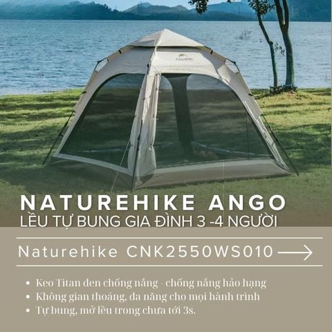 Lều tự bung keo Cao su Titan đen Naturehike Ango CNK2550WS010