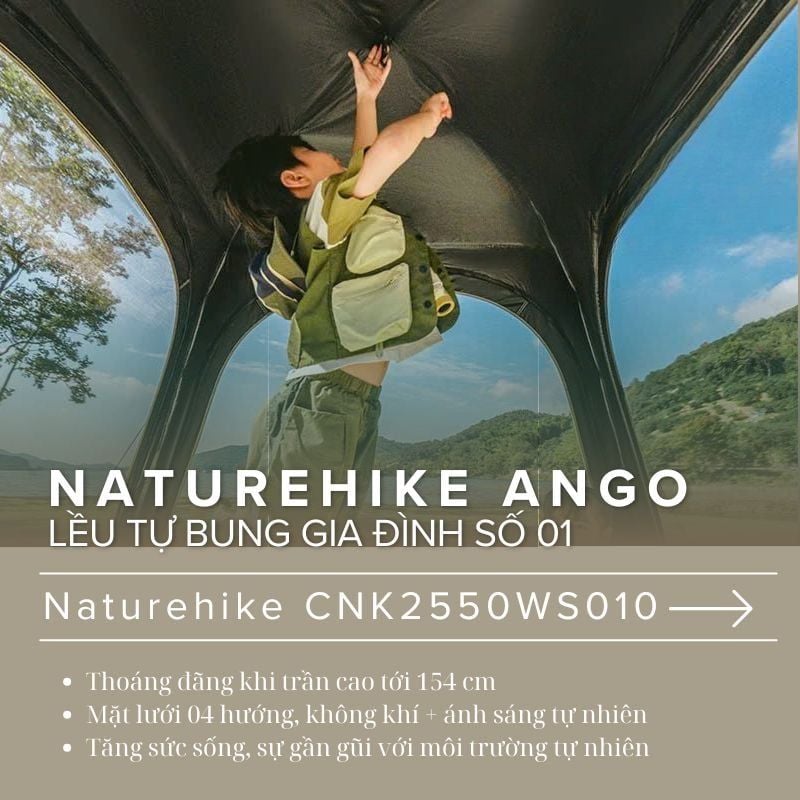 Lều tự bung keo Cao su Titan đen Naturehike Ango CNK2550WS010