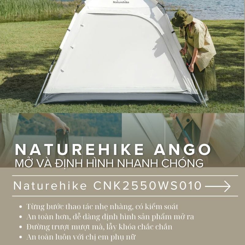 Lều tự bung keo Cao su Titan đen Naturehike Ango CNK2550WS010