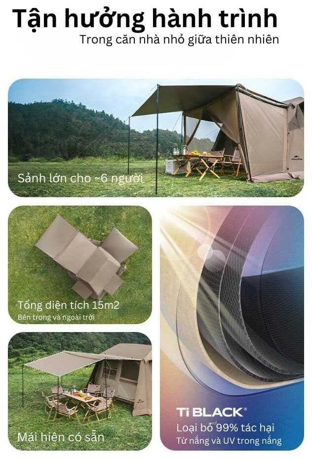 Lều Naturehike New CNK2300ZP021 - Keo cao su Titan đen