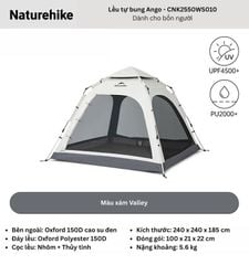 Lều tự bung keo Cao su Titan đen Naturehike Ango CNK2550WS010