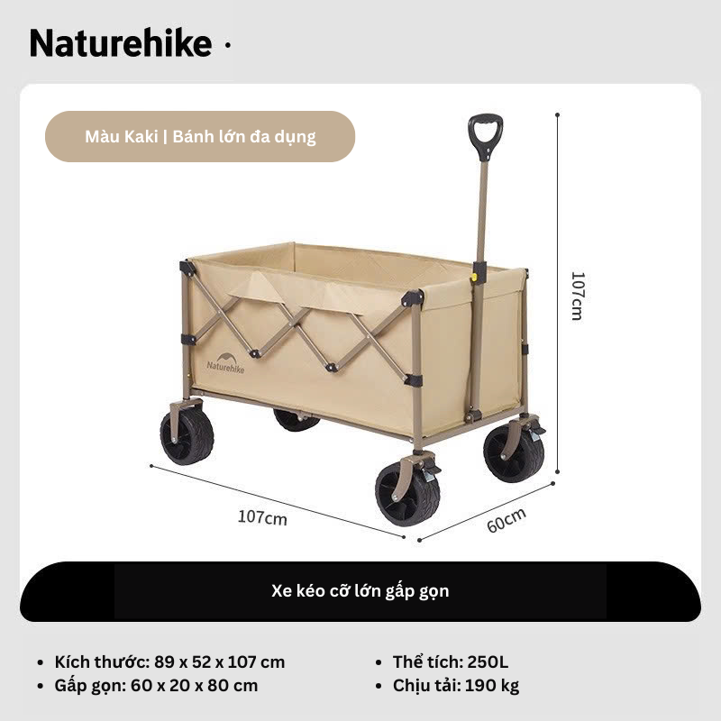 Xe kéo cắm trại Naturehike CNK2350JJ012 phiên bản Plus