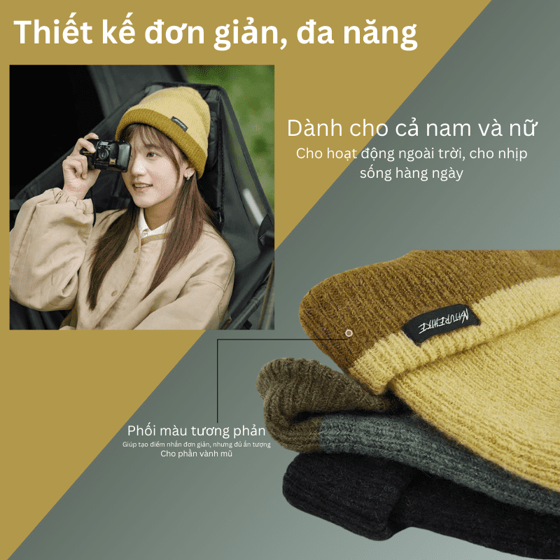 Mũ len giữ ấm nam nữ Naturehike CNH22MZ001